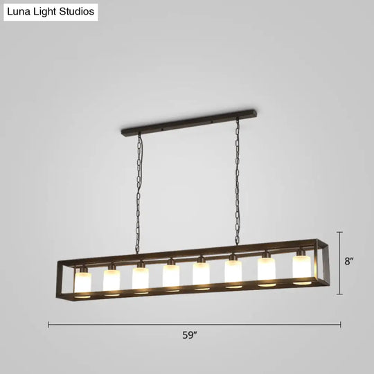 Black Industrial Rectangular Island Pendant Metallic Ceiling Light Fixture