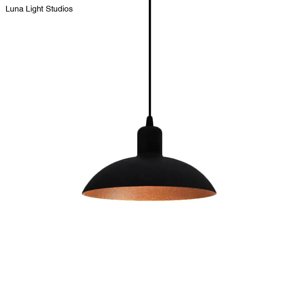 Metal Industrial Style Hanging Pendant Light With Bowl Shade - Black Finish