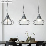 Black Iron Cage Pendant Light Kit With Cement Cap For Industrial Decor