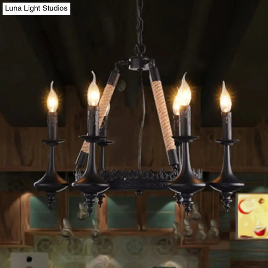 Black Retro Candelabra Chandelier For Dining Room Suspension Lighting 6 /