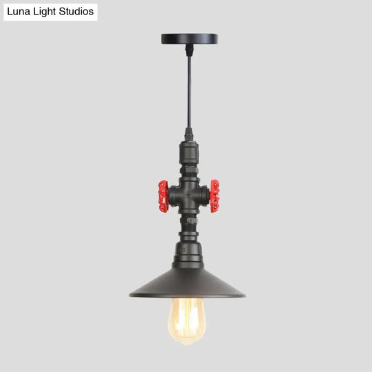Black Iron Vintage Down Lighting Pendant With 1 Bulb - Perfect For Coffee Shops