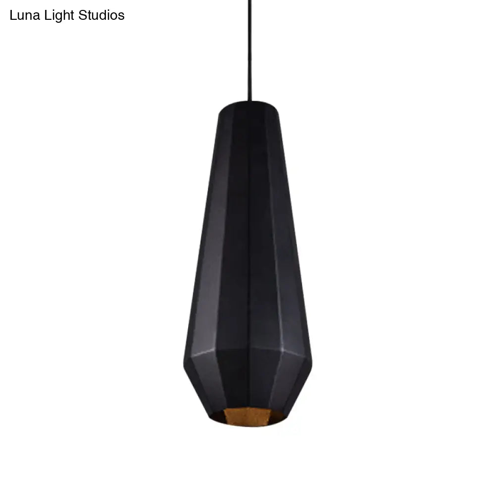 Faceted Black Iron Pendant Light Fixture For Warehouse Or Barn