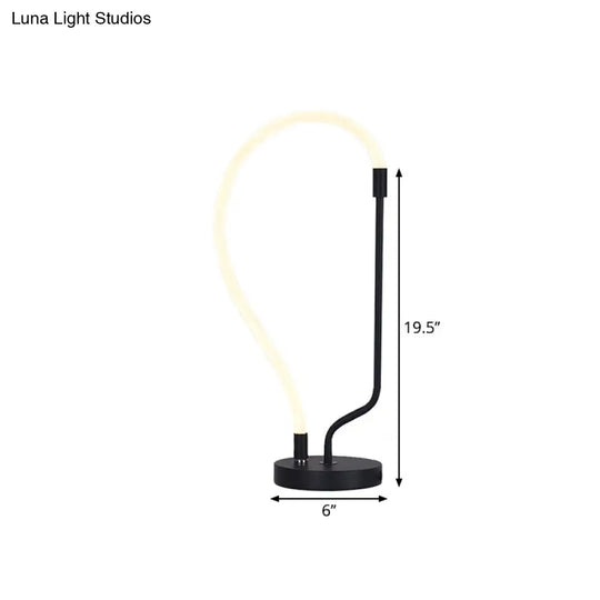 Modern Black Led Bedside Desk Lamp With Adjustable Gooseneck Shade