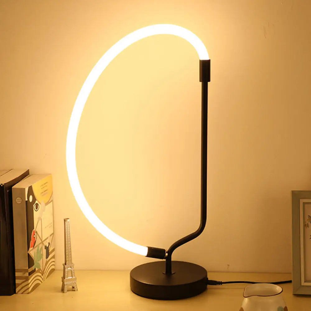 - Black Led Bedside Desk Lighting Modernist Nightstand Light With Gooseneck Plastic Shade