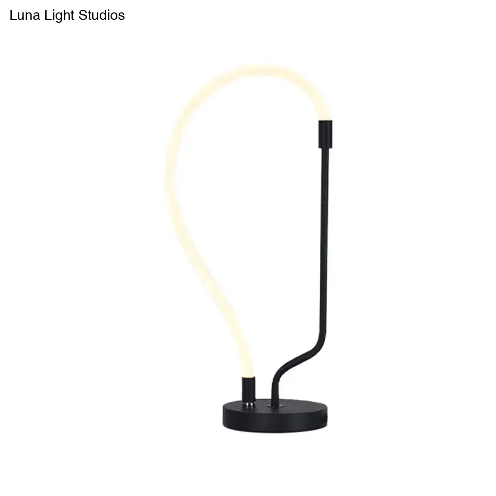 Modern Black Led Bedside Desk Lamp With Adjustable Gooseneck Shade