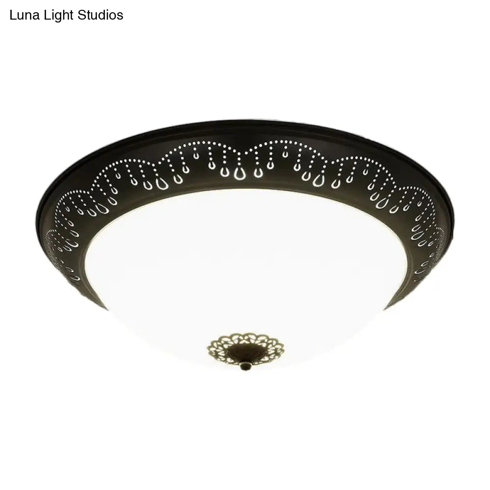 Black Led Crystal Dome Flush Mount Ceiling Light With Countryside Charm