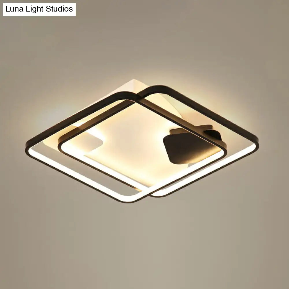 Black Led Flush Mount Ceiling Light For Modern Living Rooms / 18 Remote Control Stepless Dimming