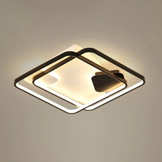 Black Led Flush Mount Ceiling Light For Modern Living Rooms / 18’ Remote Control Stepless Dimming