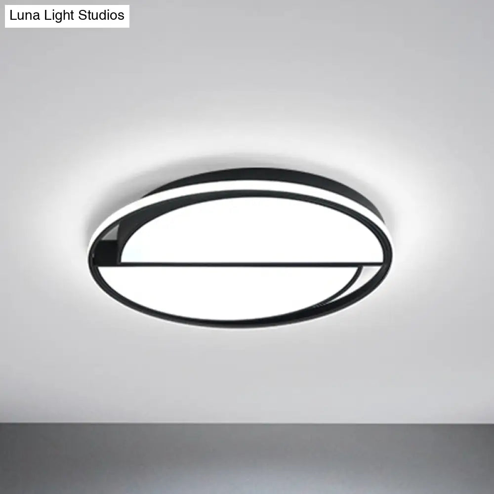 Black Led Flush Mount Half - Circle Acrylic Ceiling Lamp For Study Room