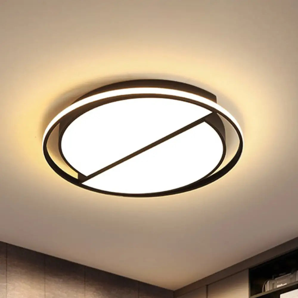 Black Led Flush Mount Half - Circle Acrylic Ceiling Lamp For Study Room