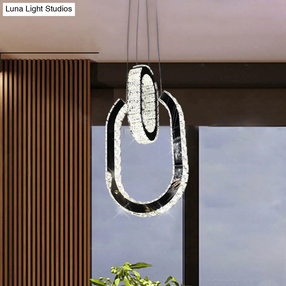 Modern Oval Led Chandelier In Black - Minimalist Hanging Lamp Fixture