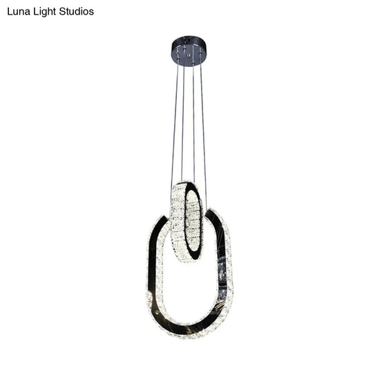 Black Led Minimalist Oval Chandelier Light Fixture - Hanging Lamp Kit