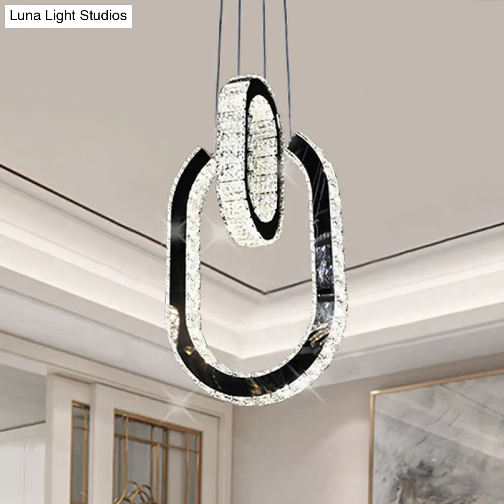 Black Led Minimalist Oval Chandelier Light Fixture - Hanging Lamp Kit