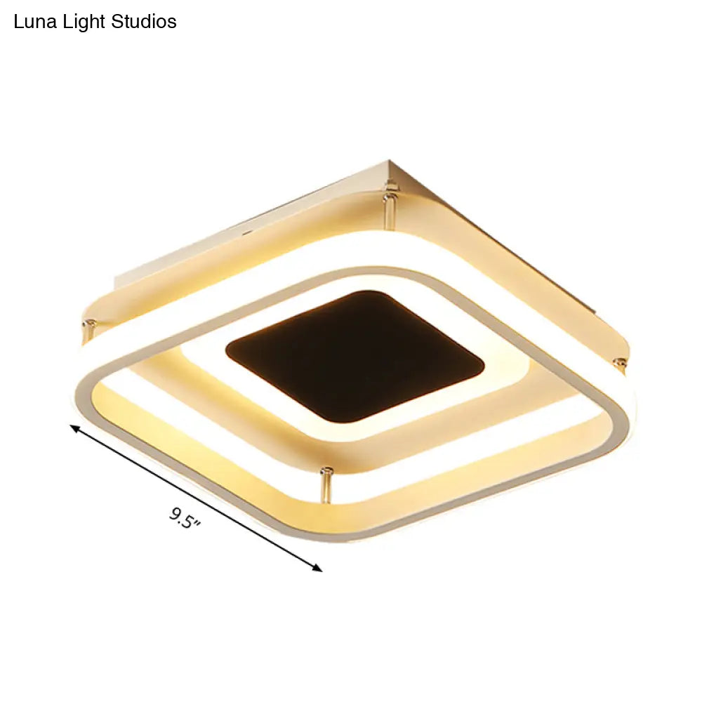 Black Led Square Acrylic Ceiling Light: Modern Design Stepless Dimming Remote Control