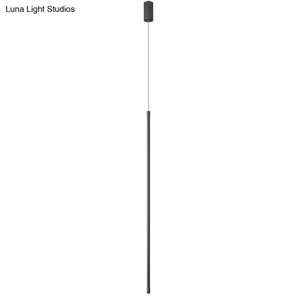 Black Metal Led Stick Pendant - Minimalist Style Linear Suspension Lighting For Bedrooms