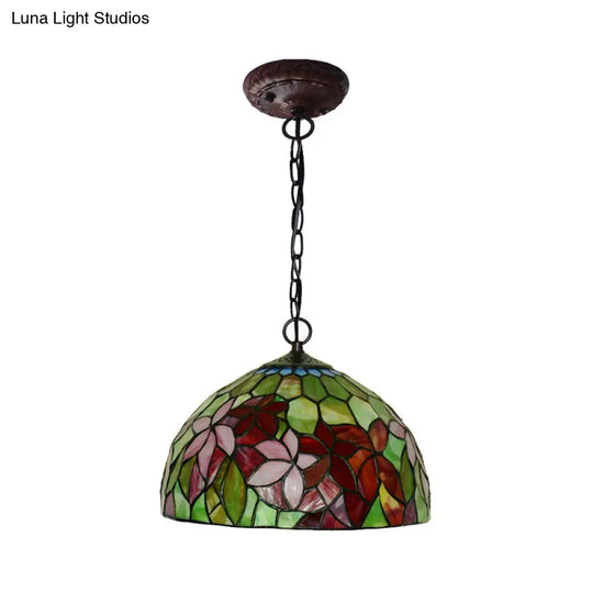 Black Mediterranean Chandelier With Red Cut Glass Petal Pendant In 12’/16’ Width And 1/2 Lights