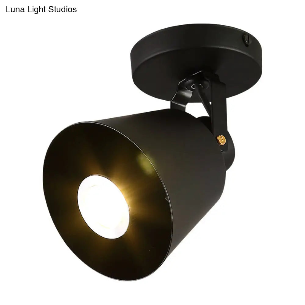 Black Metal Bell Wine Club Flush Mount Spotlight: 1/3-Head Semi Ceiling Light With Rotatable Design