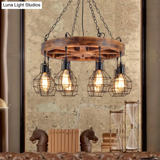 Black Metal Chandelier Light | Farmhouse Hanging Ceiling Fixture – 6/8 Lights Ideal For Living Room