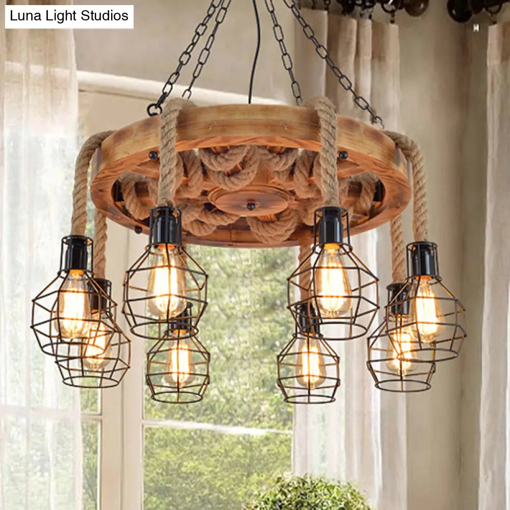 Black Metal Chandelier Light | Farmhouse Hanging Ceiling Fixture – 6/8 Lights Ideal For Living Room