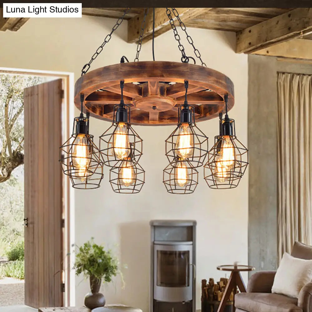 Black Metal Chandelier With Globe Design - Farmhouse Ceiling Light Fixture (6/8 Lights) For Living