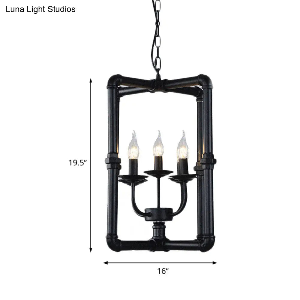 Black Metal Chandelier Pendant Light For Restaurants - 5 Lights Candlestick Design Warehouse