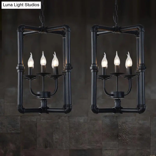 Black Metal Chandelier Pendant Light For Restaurants - 5 Lights Candlestick Design Warehouse