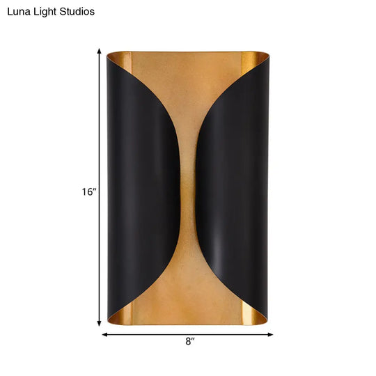 Black Metal Colonial Style 2-Light Rolling Surface Wall Sconce