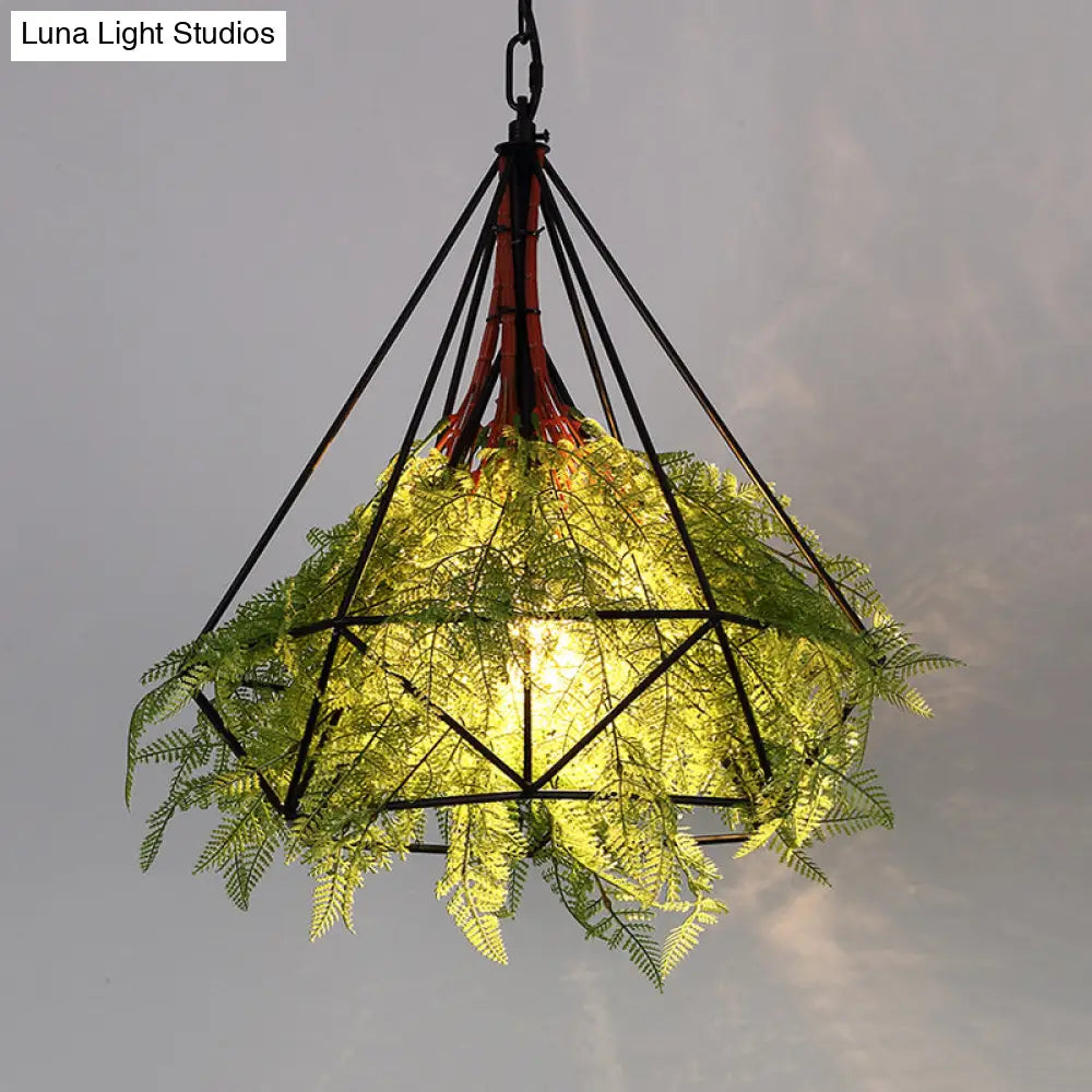 Black Metal Diamond Drop Lamp - Industrial Led Pendant Lighting For Restaurant 15/18/23.5 Wide