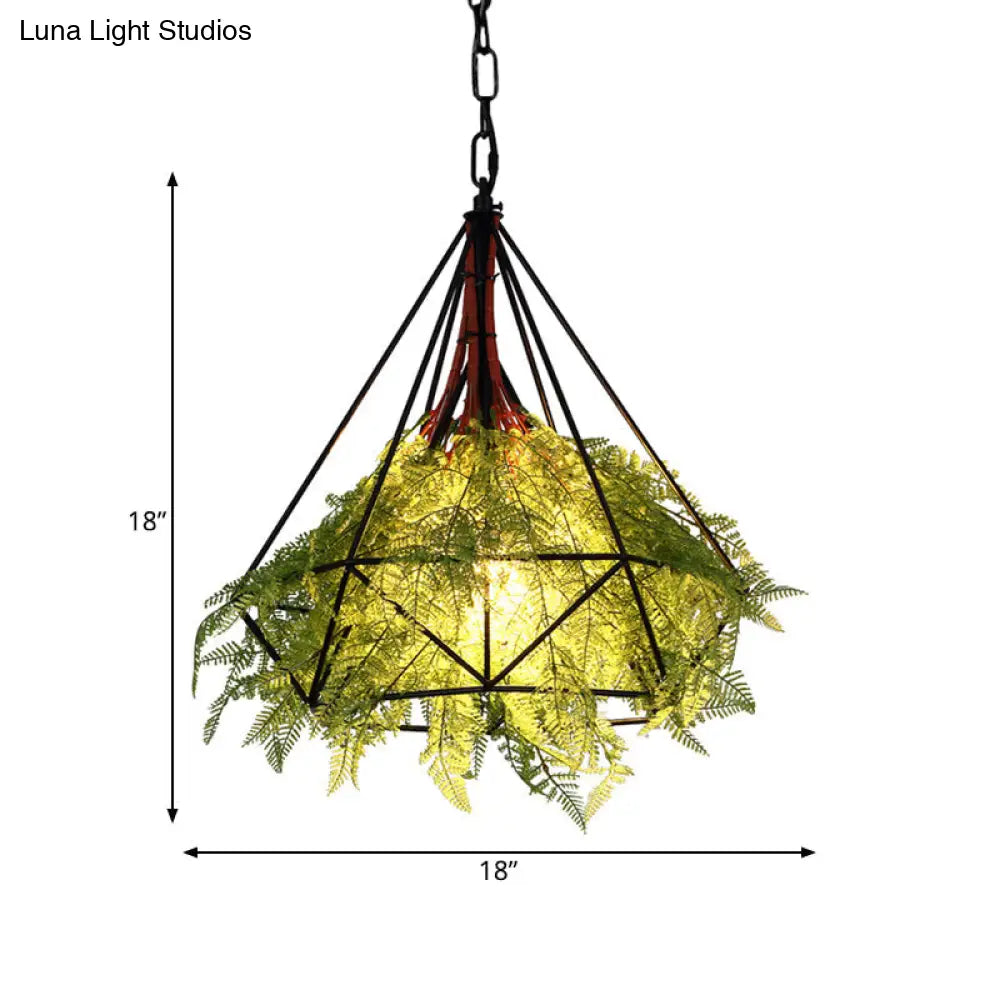 Black Metal Diamond Drop Lamp - Industrial Led Pendant Lighting For Restaurant 15/18/23.5 Wide