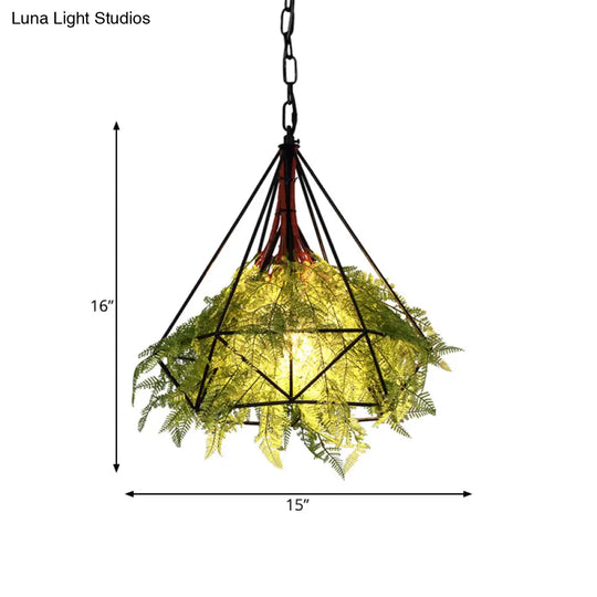 Black Metal Diamond Pendant Led Lamp For Restaurant - Industrial Down Lighting Head 1