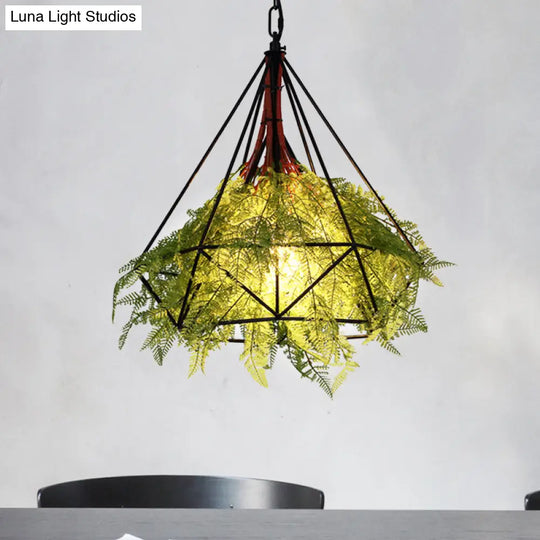 Black Metal Diamond Pendant Led Lamp For Restaurant - Industrial Down Lighting Head 1