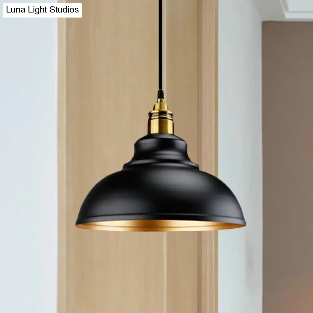 Loft Style Metal Pendant Light - Domed Ceiling Lamp In Black (11.5/14/16 Dia) 1 Head Over Table /
