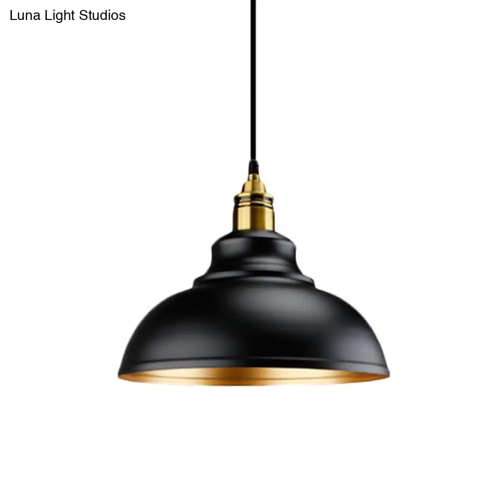 Loft Style Metal Pendant Light - Domed Ceiling Lamp In Black (11.5/14/16 Dia) 1 Head Over Table