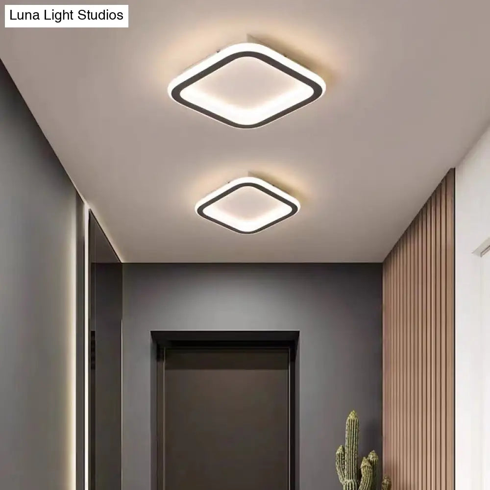 Black Metal Geometric Led Flush Mount Ceiling Light Fixture