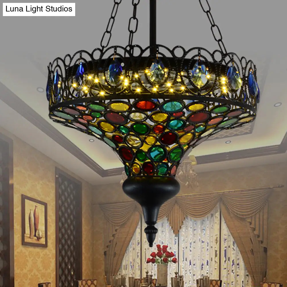 Black Metal Hanging Ceiling Light: Art Deco Pendant Lamp For Restaurants