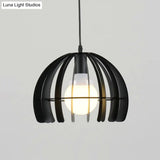 Black Metal Hemisphere Pendant Lamp - 1-Light Hanging Light Fixture For Living Room