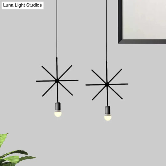 Black Metal Ceiling Pendant Light For Dining Room - Industrial Design Triangle/Round Shape 1 Head