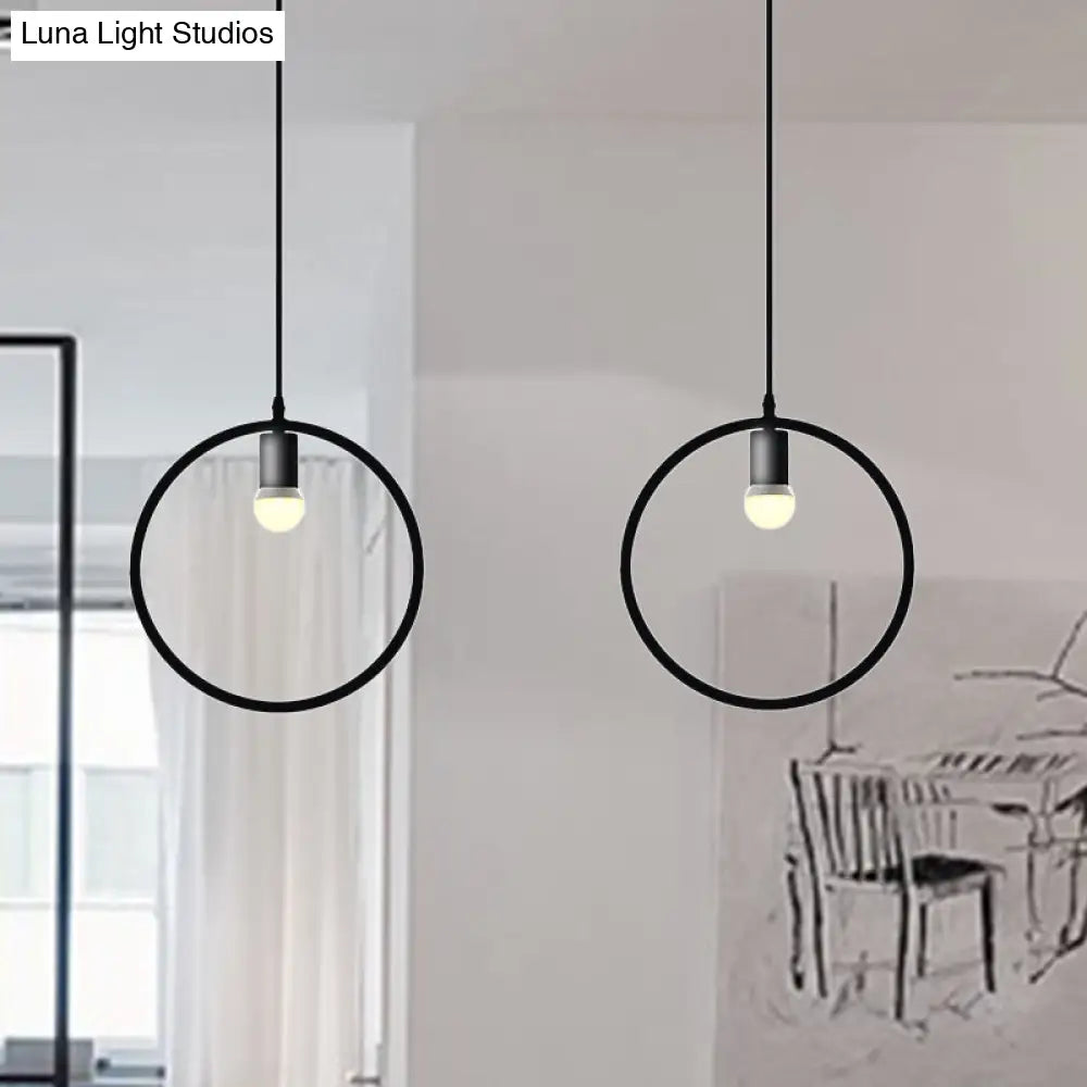 Black Metal Industrial Pendant Light With Frame Shade For Dining Room - 1 Head Ceiling Lighting