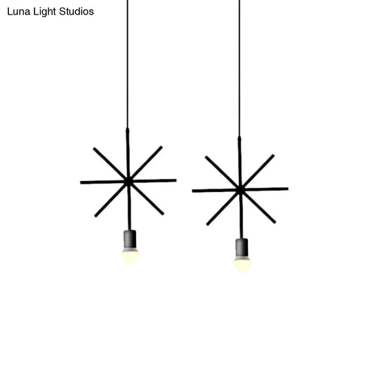 Black Metal Ceiling Pendant Light For Dining Room - Industrial Design Triangle/Round Shape 1 Head