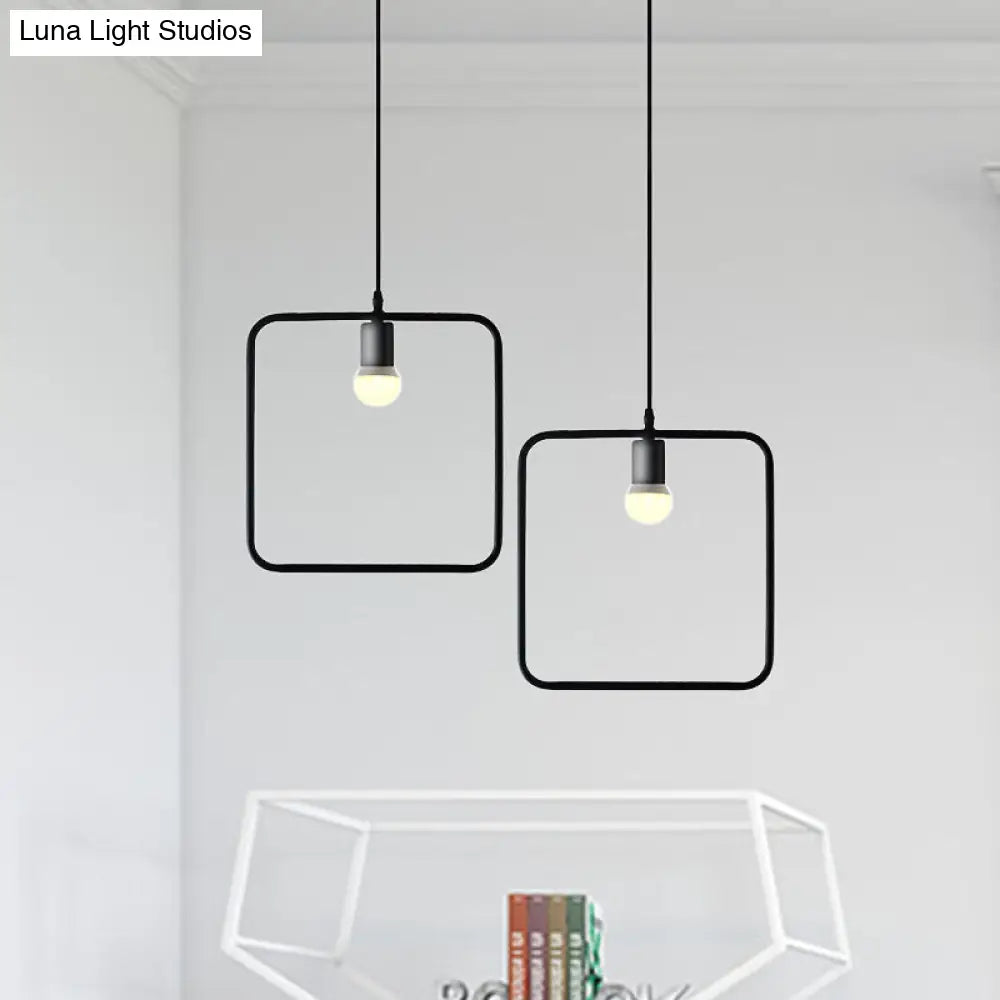 Black Metal Ceiling Pendant Light For Dining Room - Industrial Design Triangle/Round Shape 1 Head