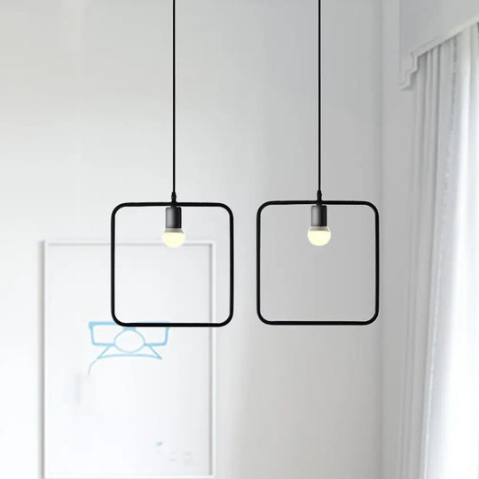 Black Metal Industrial Pendant Light With Frame Shade For Dining Room - 1 Head Ceiling Lighting /