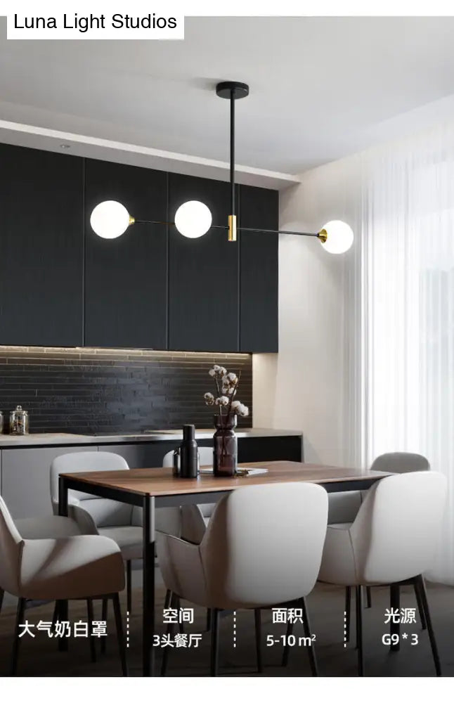 Black Metal Island Pendant Lighting With Modern Minimalist Design For Dining Table