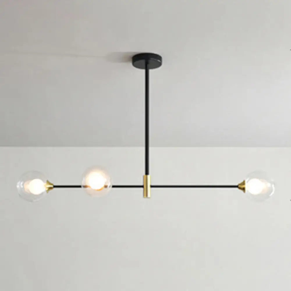 Black Metal Island Pendant Lighting With Modern Minimalist Design For Dining Table 3 / Clear