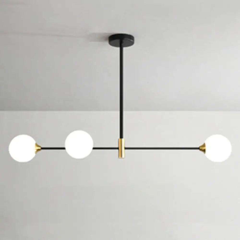 Black Metal Island Pendant Lighting With Modern Minimalist Design For Dining Table 3 / Milk White