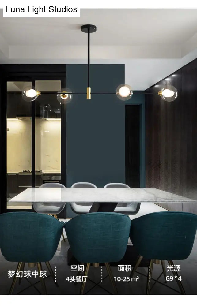 Black Metal Island Pendant Lighting With Modern Minimalist Design For Dining Table