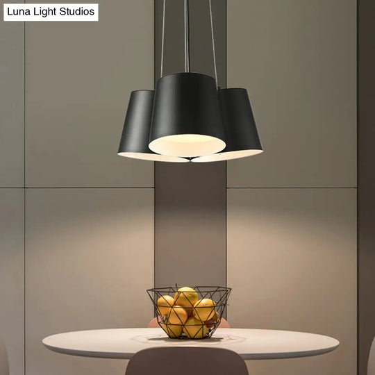 Modern 3/7-Light Led Drum Pendant Chandelier For Bedroom Ceiling - Black Metal 3 /