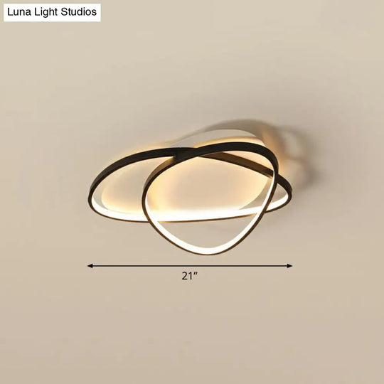 Black Metal Led Flush Ceiling Lamp With Simple Pebblestone Shape - Ideal For Hotel Lighting / 21