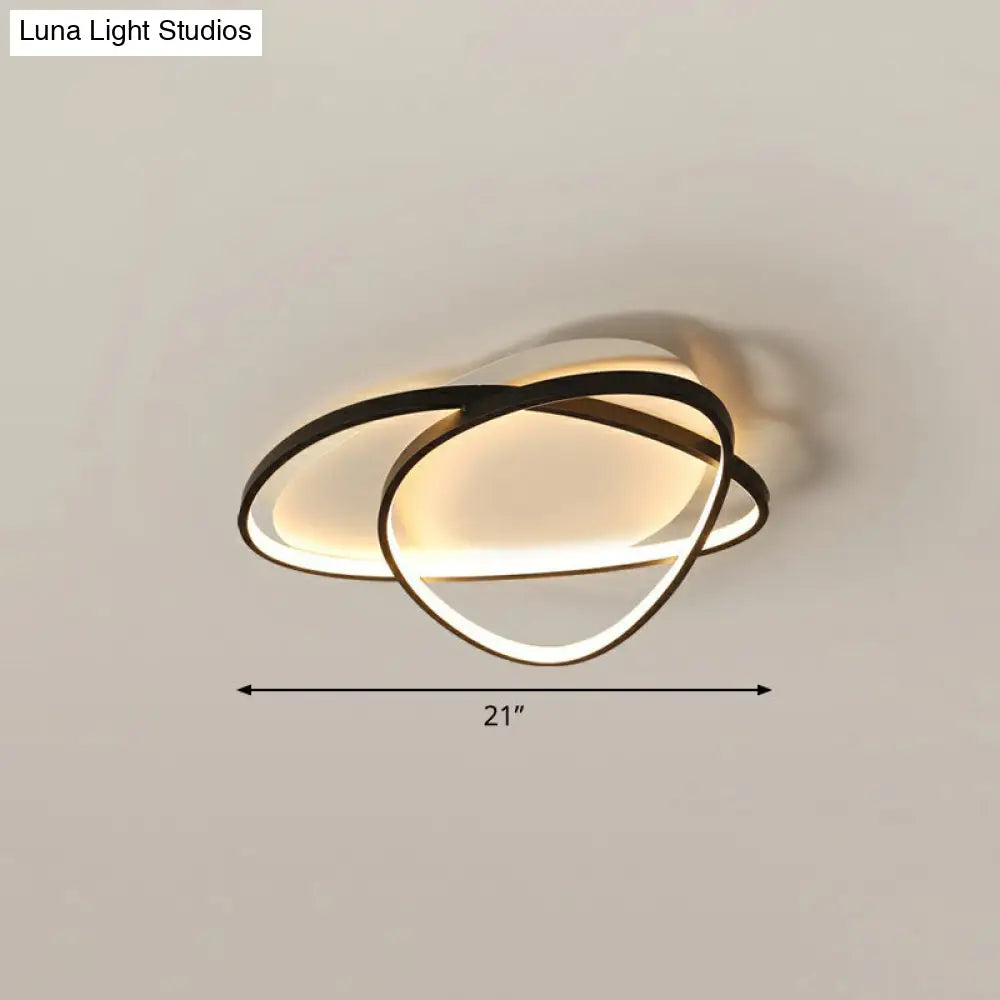 Black Metal Led Flush Ceiling Lamp With Simple Pebblestone Shape - Ideal For Hotel Lighting / 21