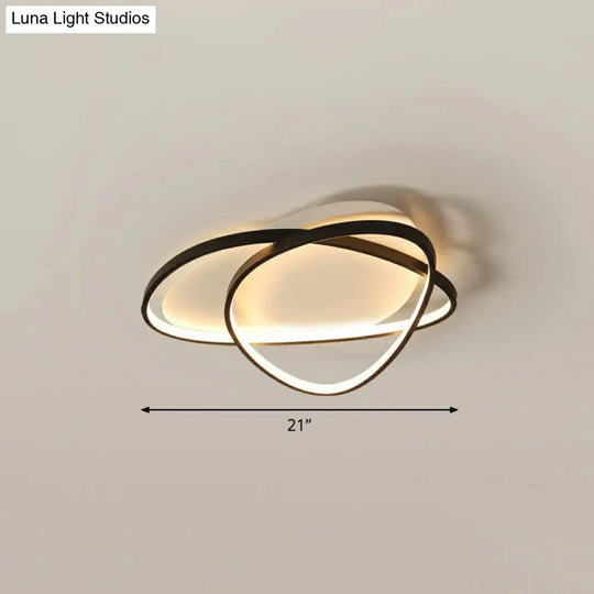 Black Metal Led Flush Ceiling Lamp With Simple Pebblestone Shape - Ideal For Hotel Lighting / 21