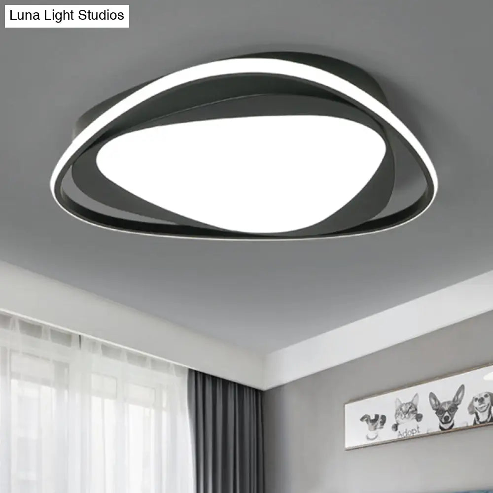 Black Metal Led Flushmount Ceiling Light With Minimalist Triangle Design And Integrated Diffuser